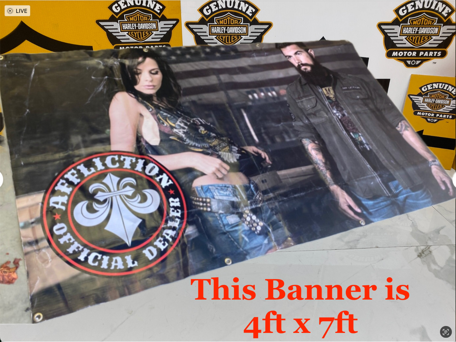 Affliction Brand clothing Official Dealer Banner Sign Poster Man Cave 4’X7′