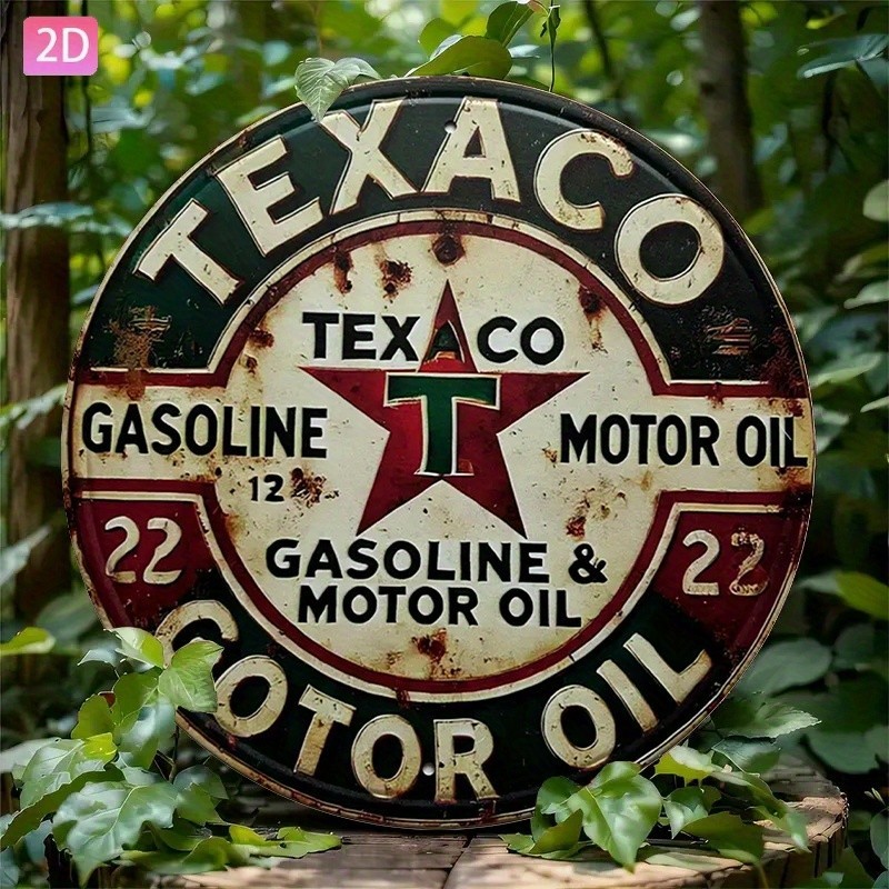 Vintage Rustic Garage Texaco Gasoline Motor Oil Metal Sign Man Cave Decor Plaque