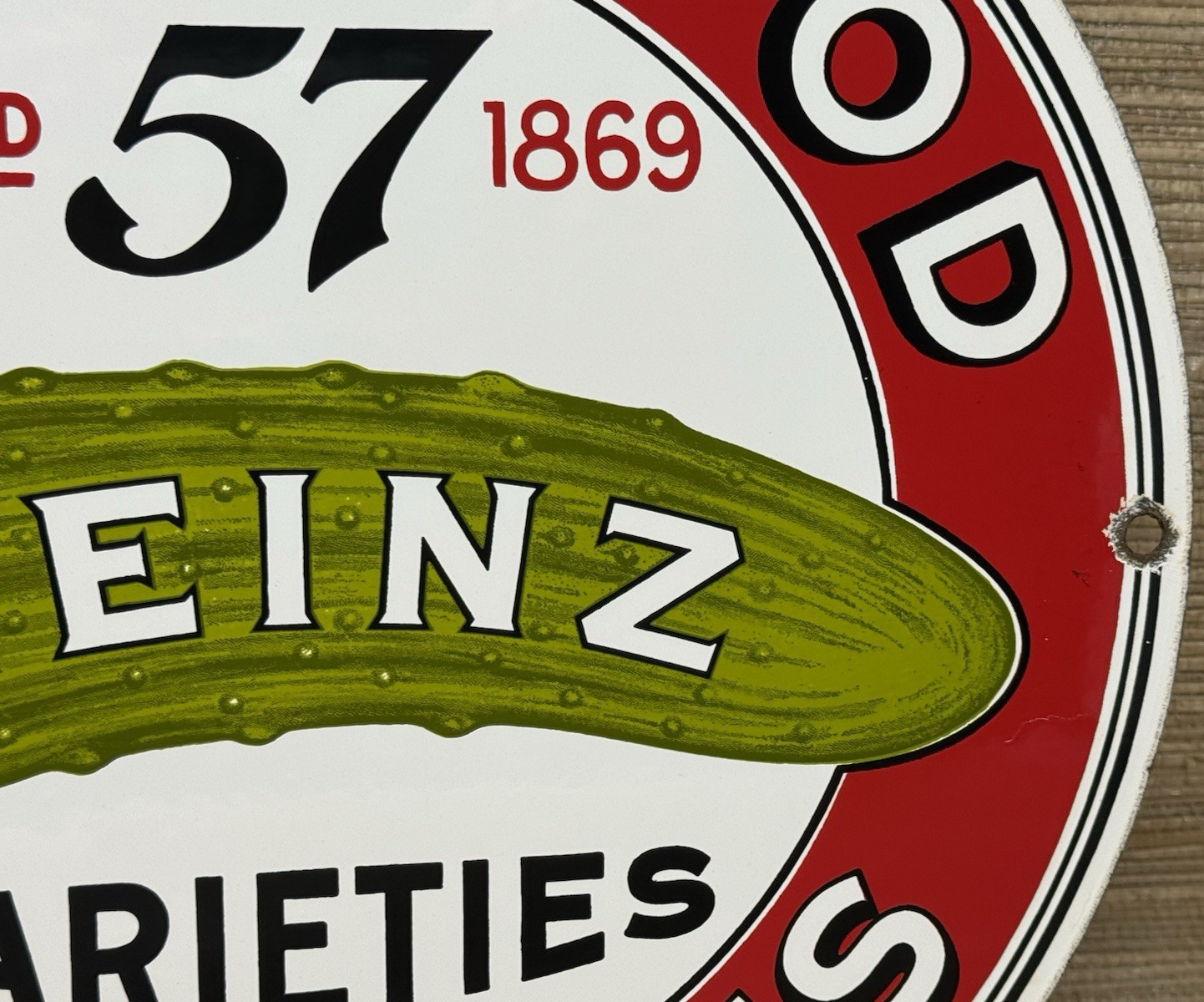 VINTAGE HEINZ 57 PORCELAIN SIGN KETCHUP MUSTARD RELISH HOT DOG BASEBALL DINER