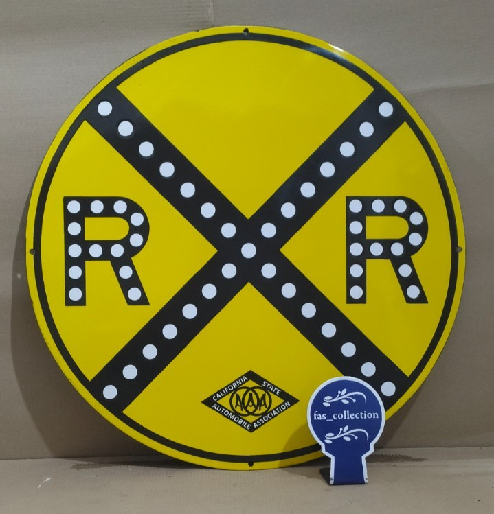 Railroad Crossing Porcelain Enamel Sign 30 x 30 Inches 1 Sided