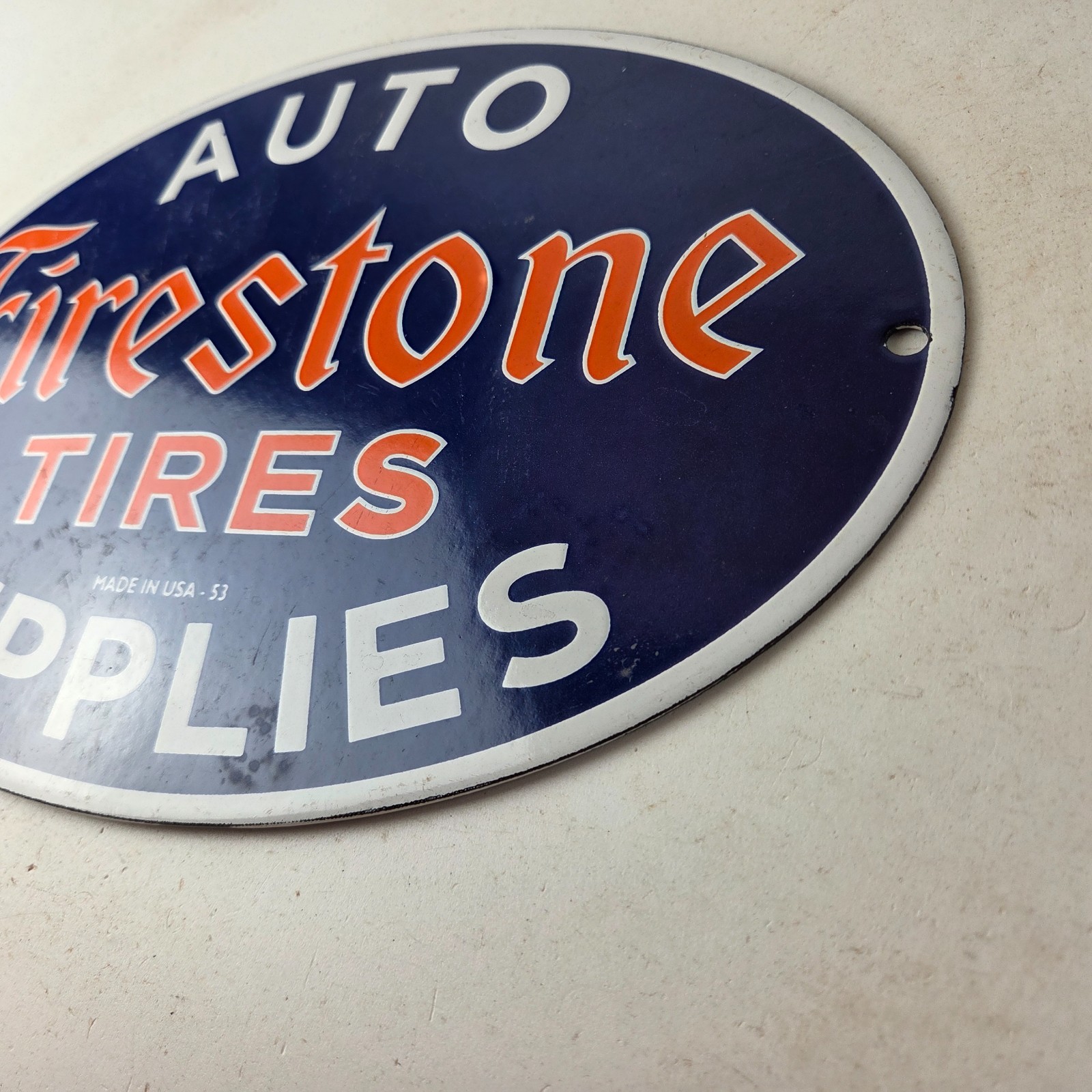 Vintage Firestone Tires Sign – Auto Supplies Gas Pump Porcelain Sign