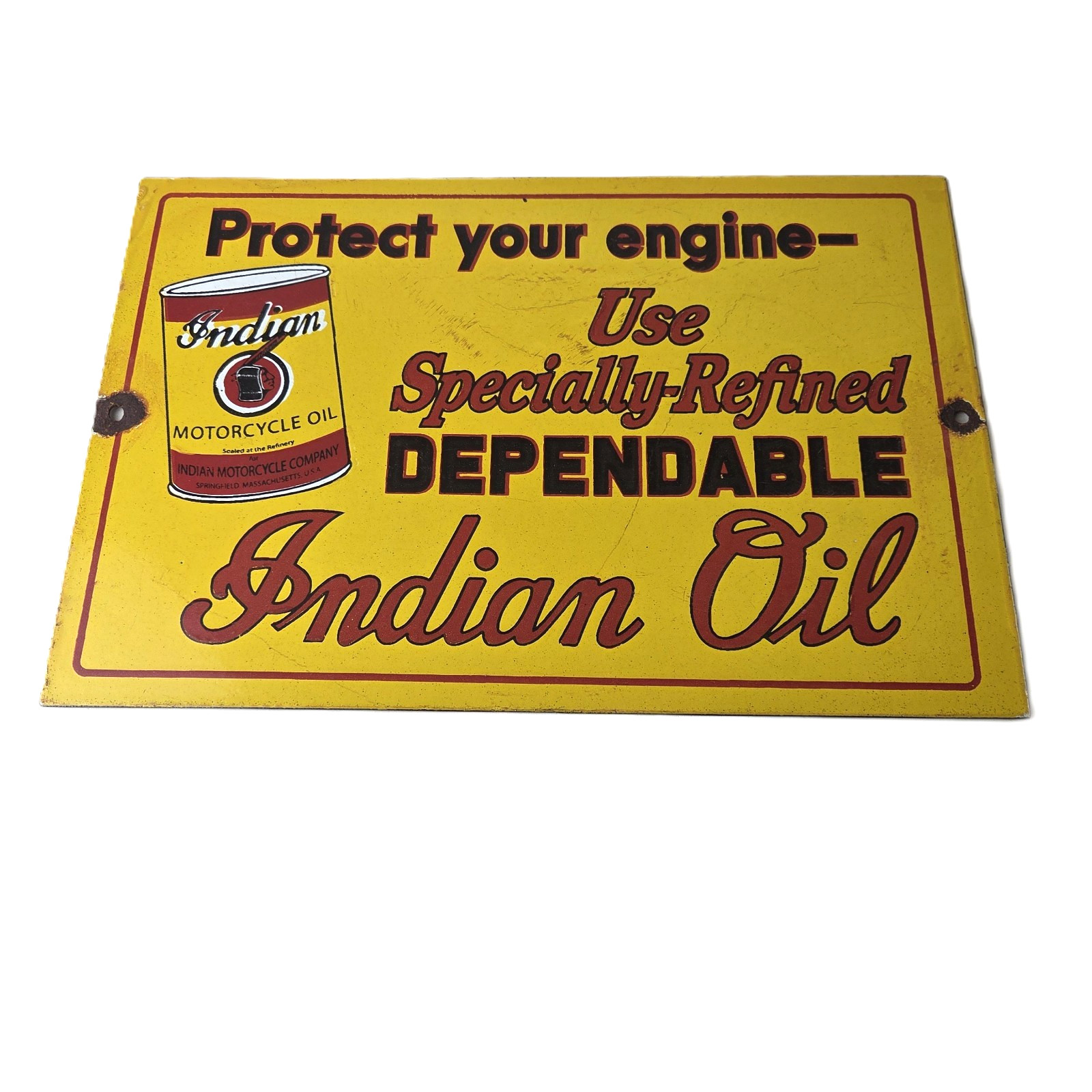 Vintage Indian Motorcycle Oil Sign – Porcelain Part Motor Service Parts Gas Sign