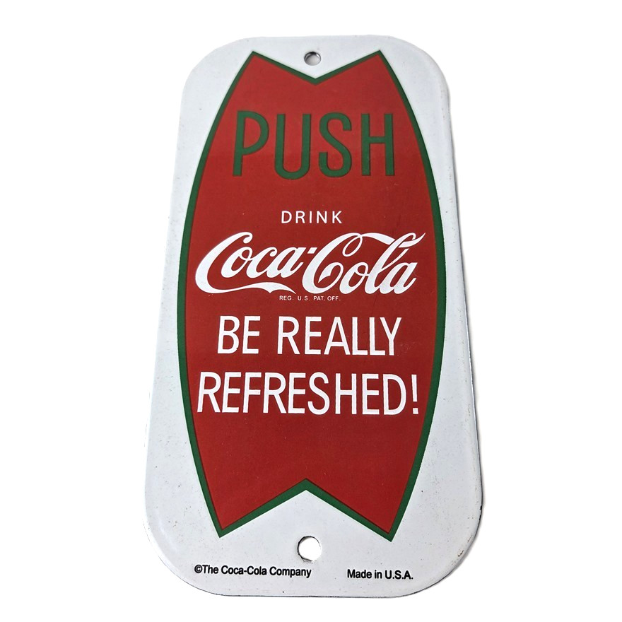 Vintage Coca Cola Porcelain Sign – Gas Pump Soda Push Pull Door Ad Sign