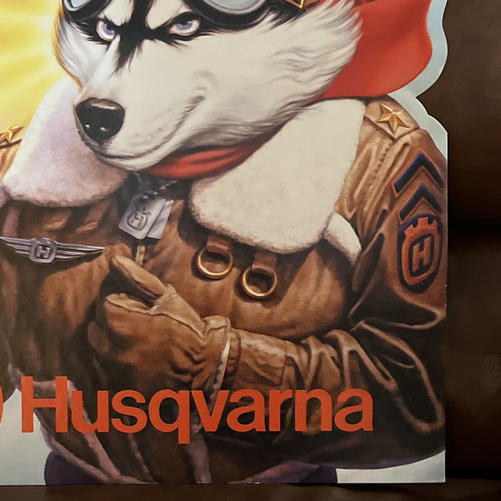 Vintage Chainsaw Sign Husqvarna HUSKY AIR POWER Cardboard Cutout NEW