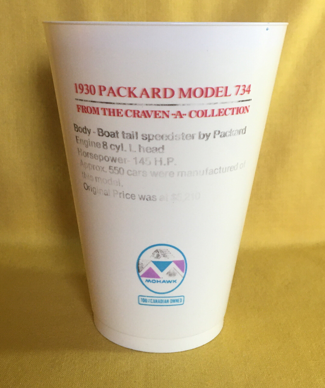 Lot Of 5 Vintage Classic Car Collector’s Cups Mohawk Gas Station Canada
