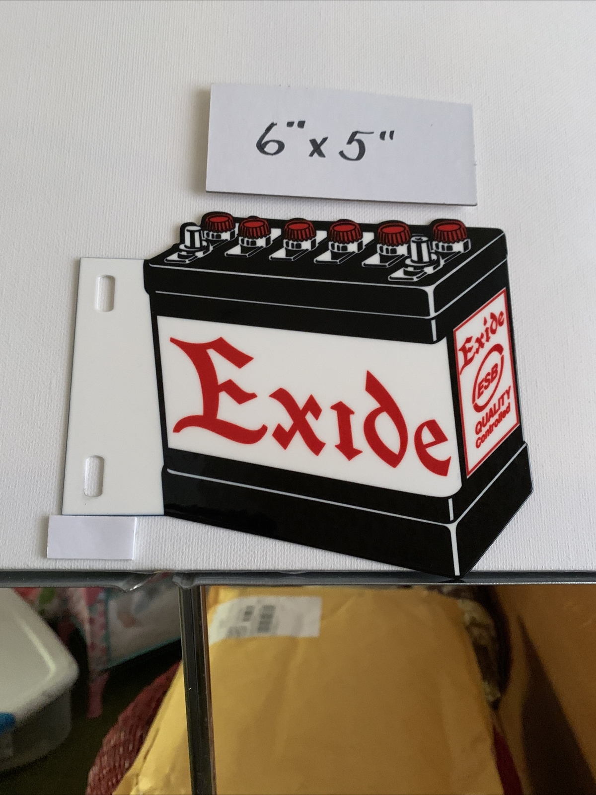 Exide Porcelain Like Flange Paddle Sign Battery Service Station Auto Gas Oil