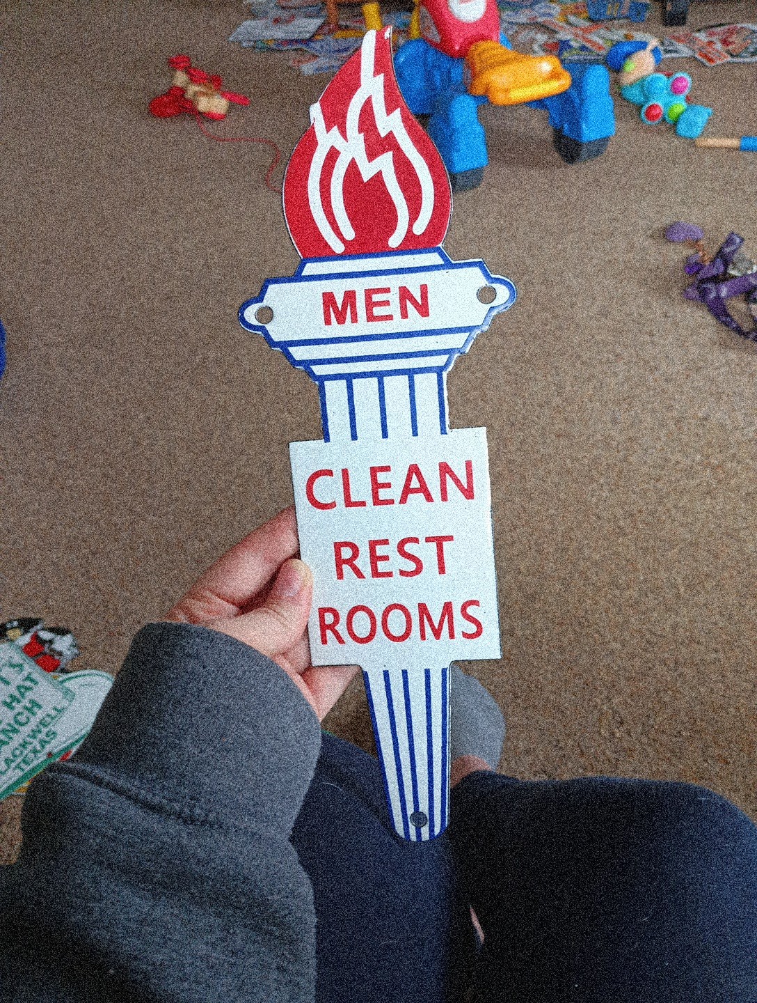 Porcelain Men Clean Restroom Sign