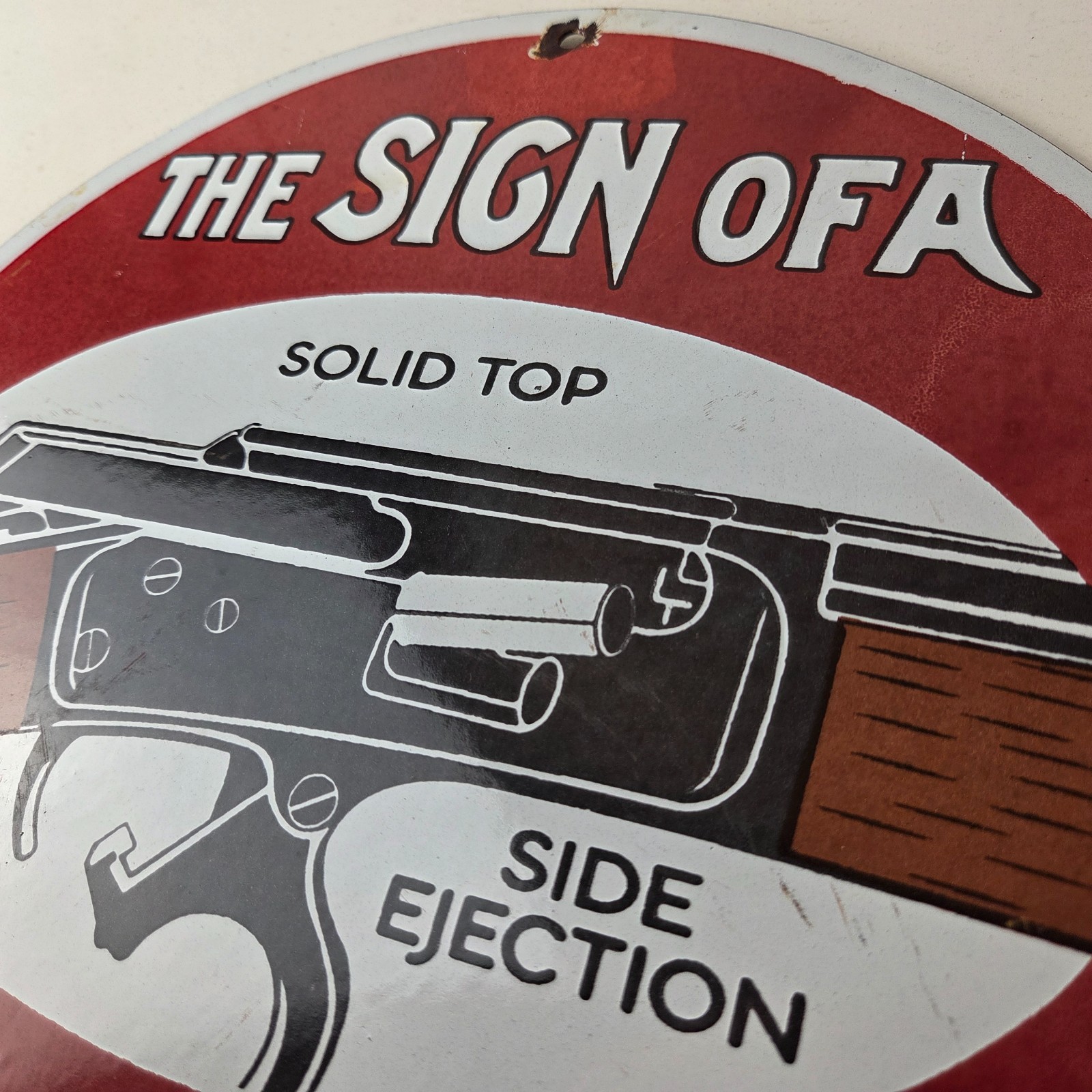 Vintage Marlin Solid Top Side Ejection Porcelain Signs – Lever Rifle Signs