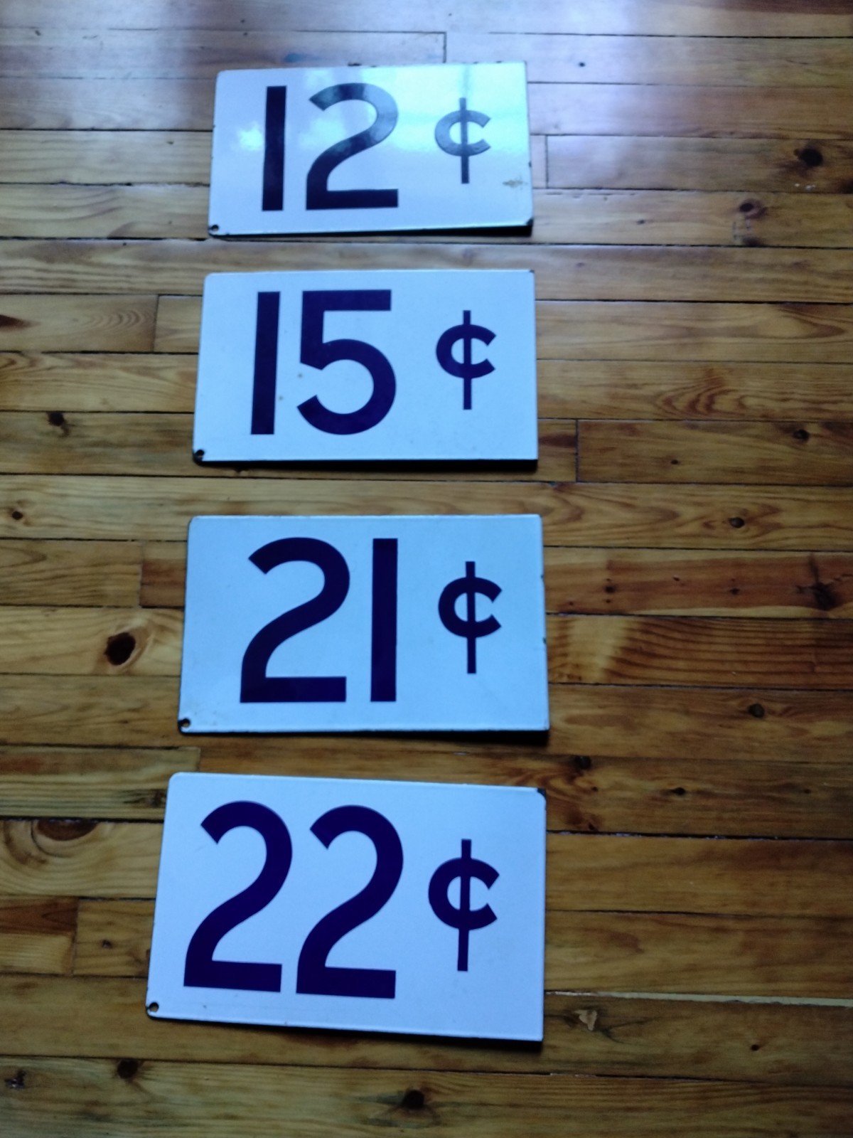 Vintage 1930’s Or 1940’s Porcelain Gas Pump Signs. 13″ X 8″