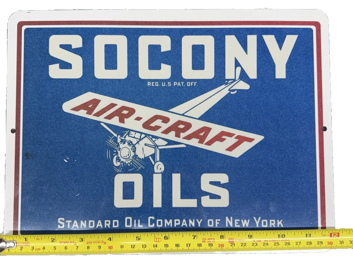 Socony Mobil Aircraft Motor Gasoline Standard Oil of New York Advertising Sign