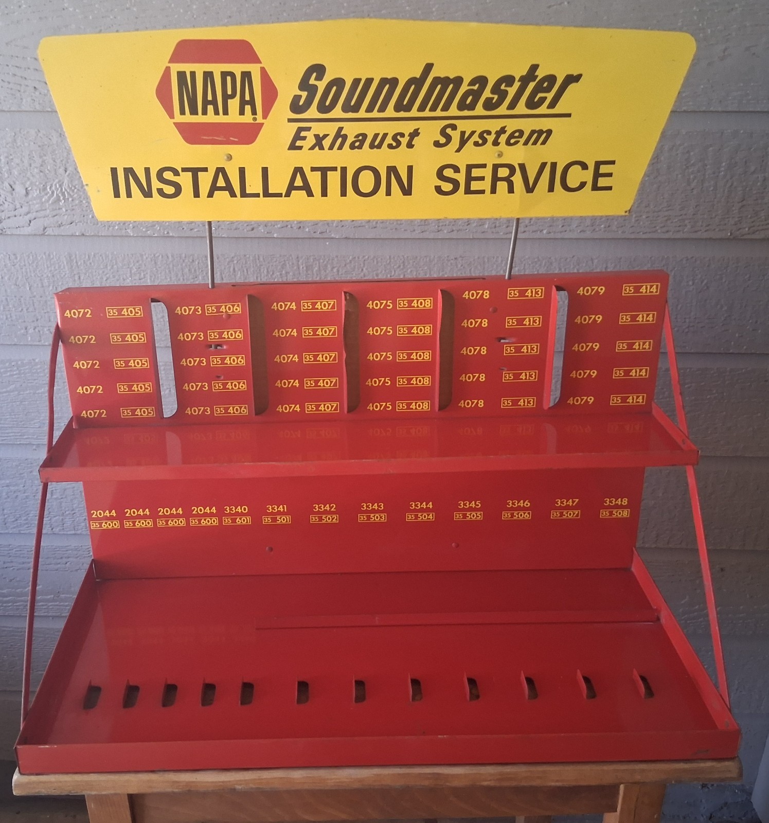 Vintage NAPA Soundmaster Exhaust System Store Display Rack w/ Topper Sign