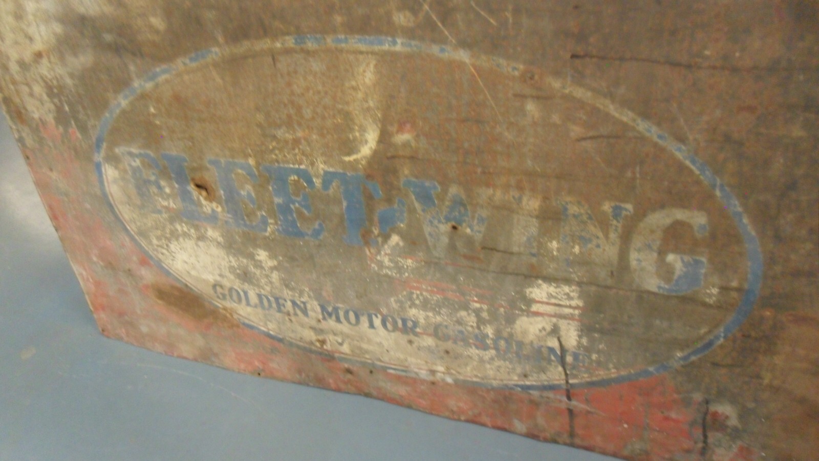 Vintage Fleet Wing Golden Motor Gasoline 47″x72″ Collectible Patina