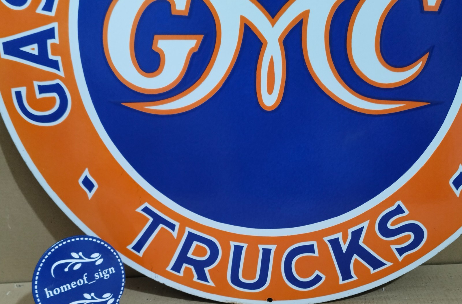 GMC Gasoline Porcelain Enamel Sign 30 X 30 Inches 1 sides