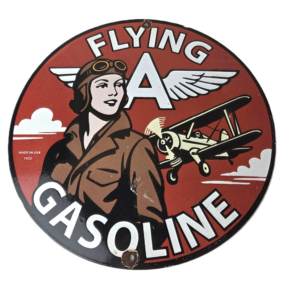 Vintage Flying A Gasoline Sign – Airplane Pilot Gas Pump Service Station Sign