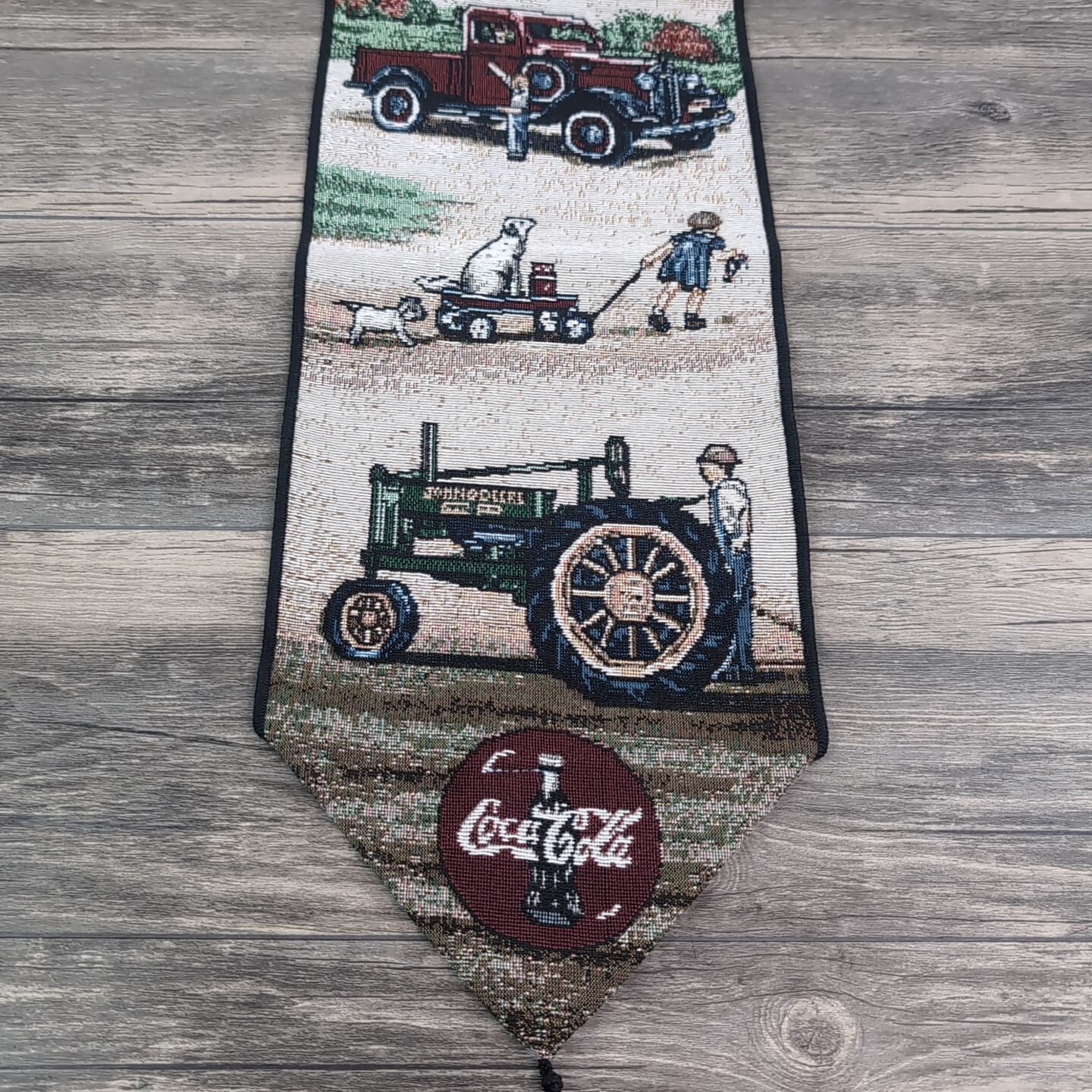 Coca Cola Gas & Oil Tapestry Wall Hanging 8″x38″ Retro Look Soda Advertisement