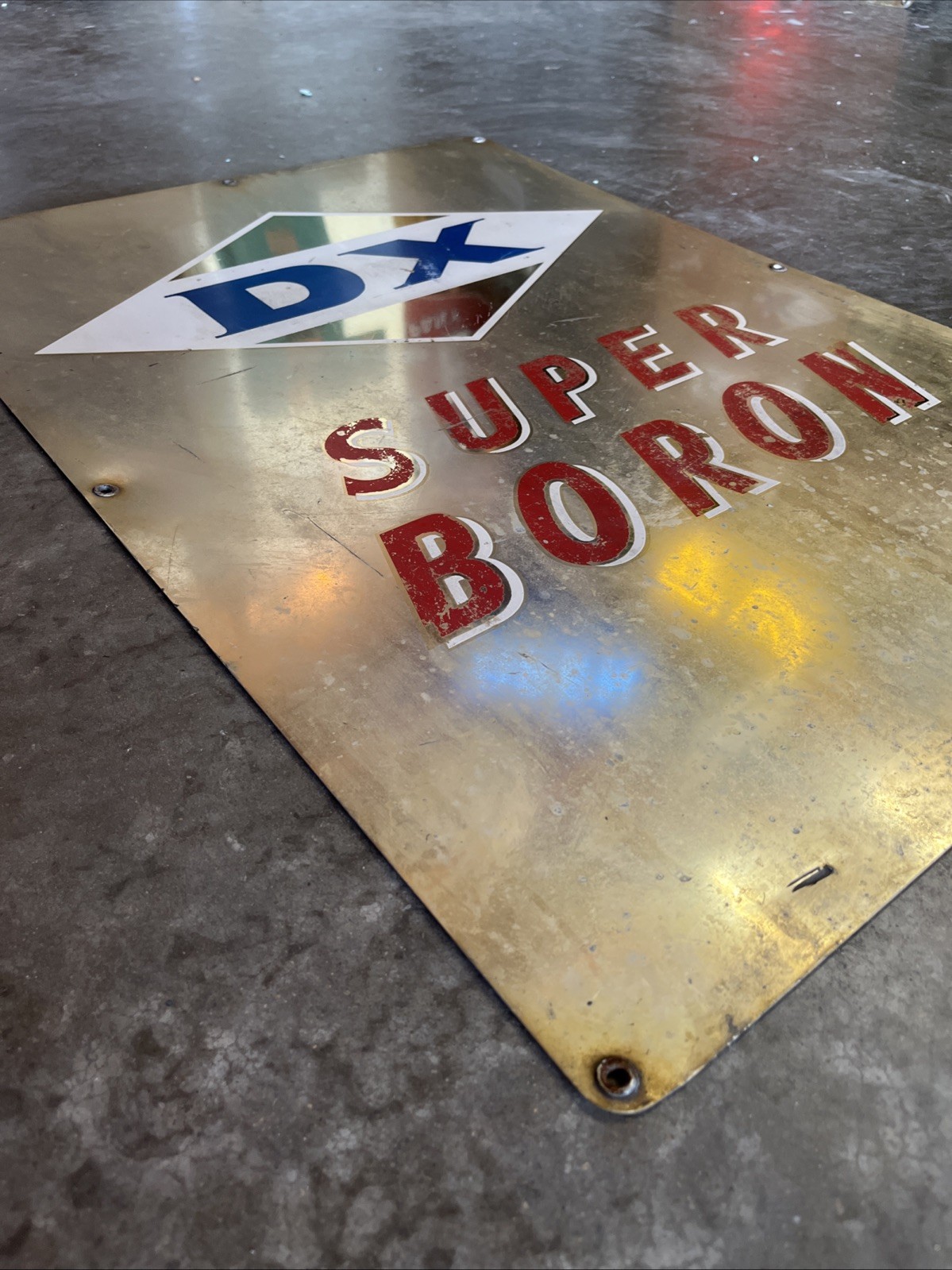 Vintage Original DX Pump Plate 26″ X 18.5 ” Super Boron