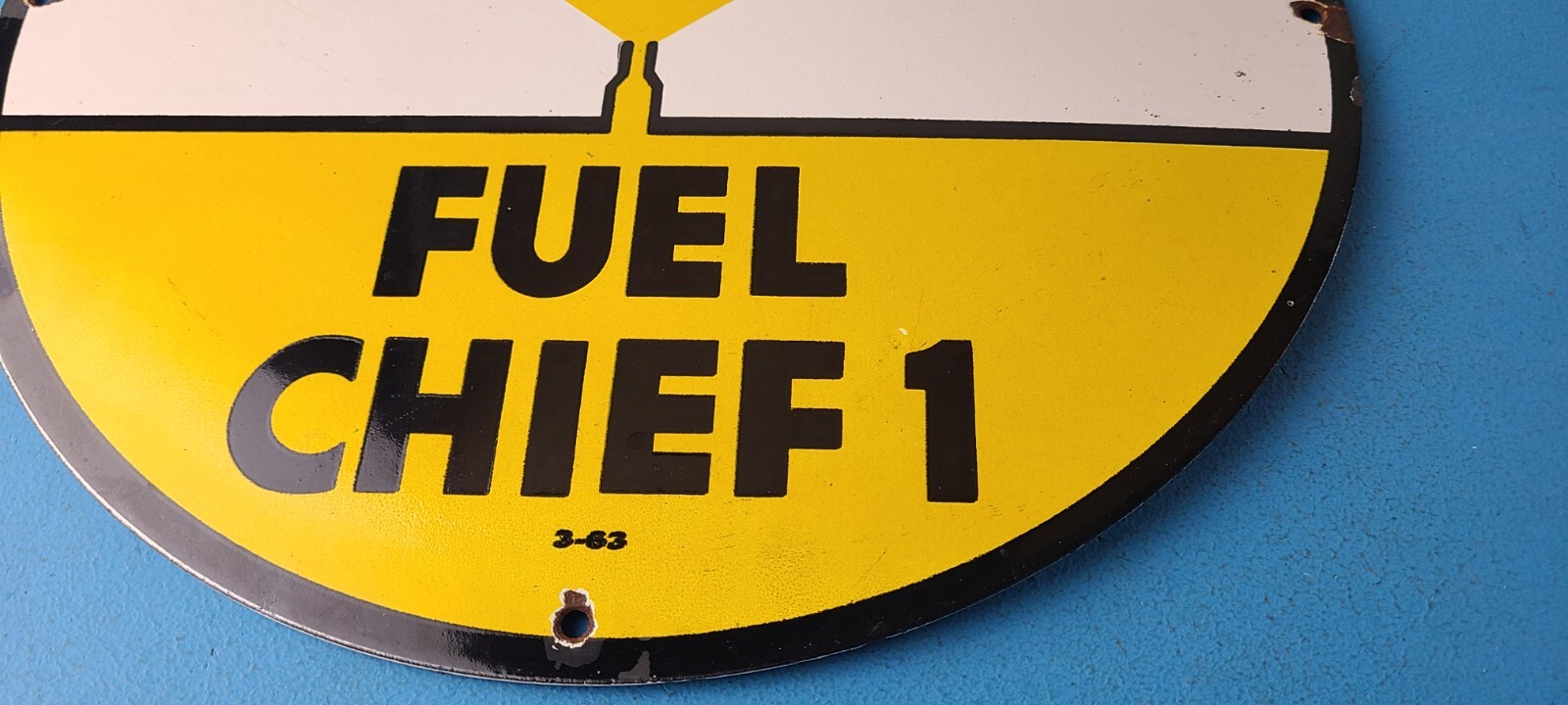 Vintage Texaco Gasoline Sign – 12″ Fuel Chief 1 Gas Pump Plate Porcelain Sign