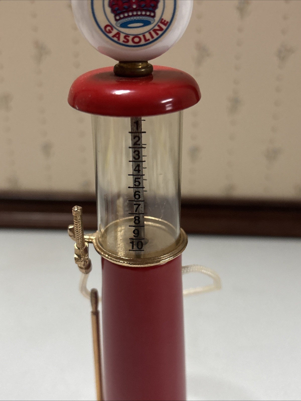 Vintage Red Crown Visible Gas Pump Miniature Replica Model, Made In The Usa