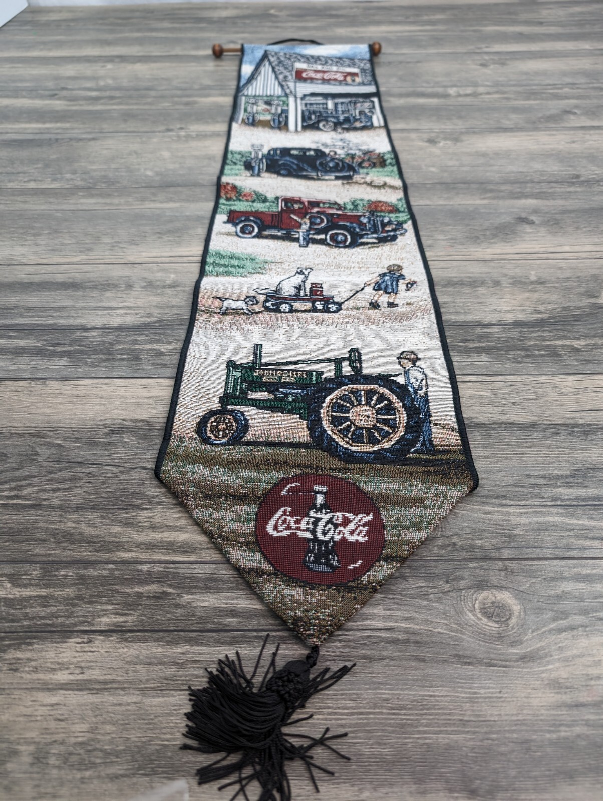 Coca Cola Gas & Oil Tapestry Wall Hanging 8″x38″ Retro Look Soda Advertisement