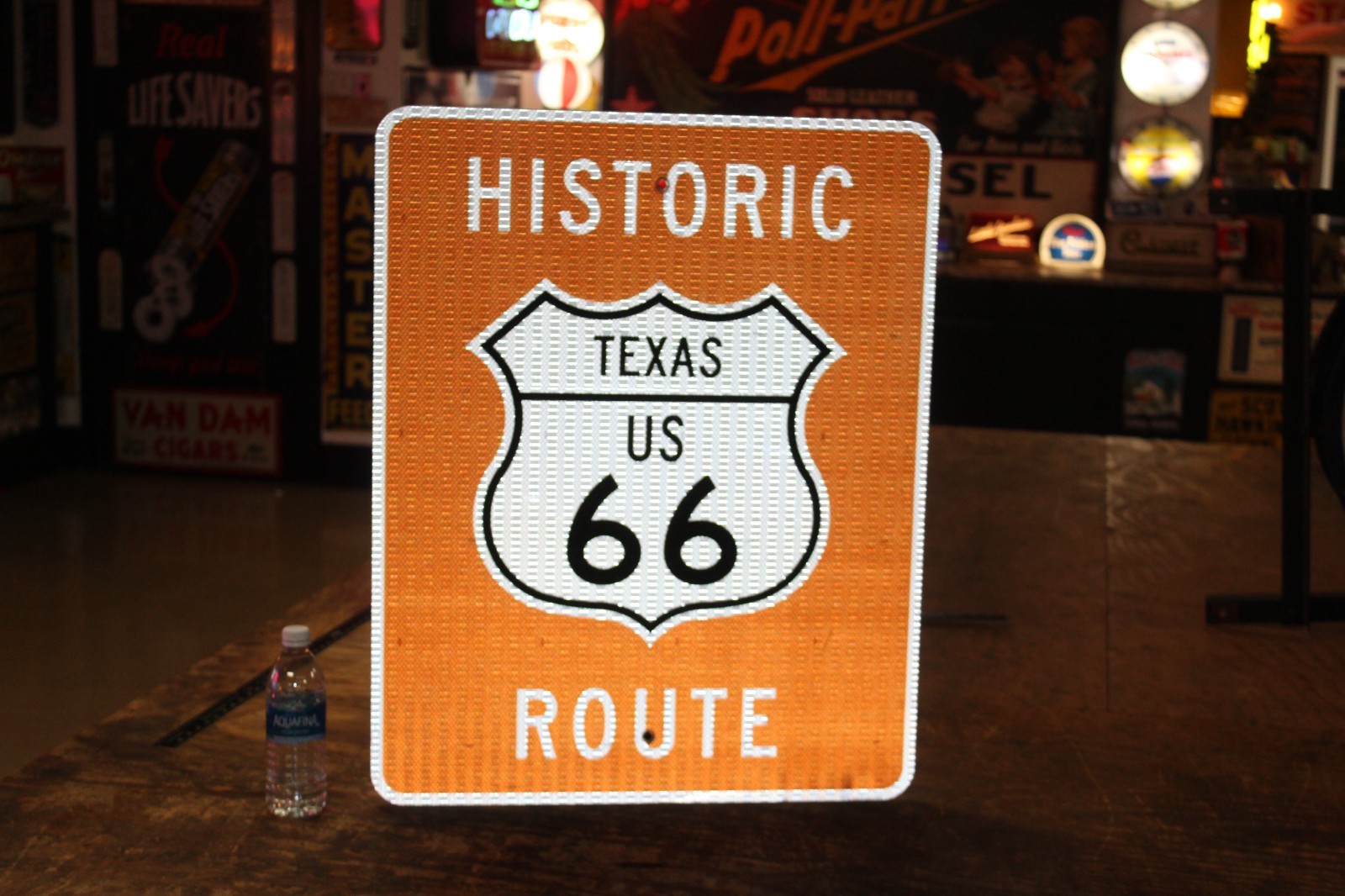 SCARCE 30″ TEXAS US HISTORIC ROUTE 66 HIGHWAY METAL SIGN ALL BROWN VERSION ROAD
