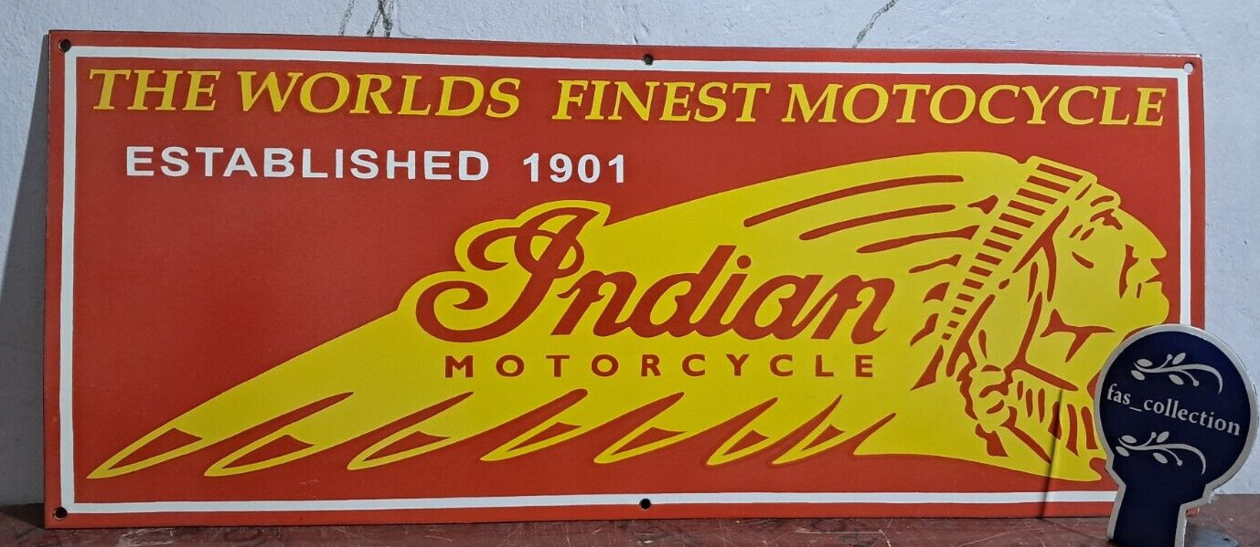 Indian Motorcycles Porcelain Enamel Sign 36 x 15 Inches 1 Sided