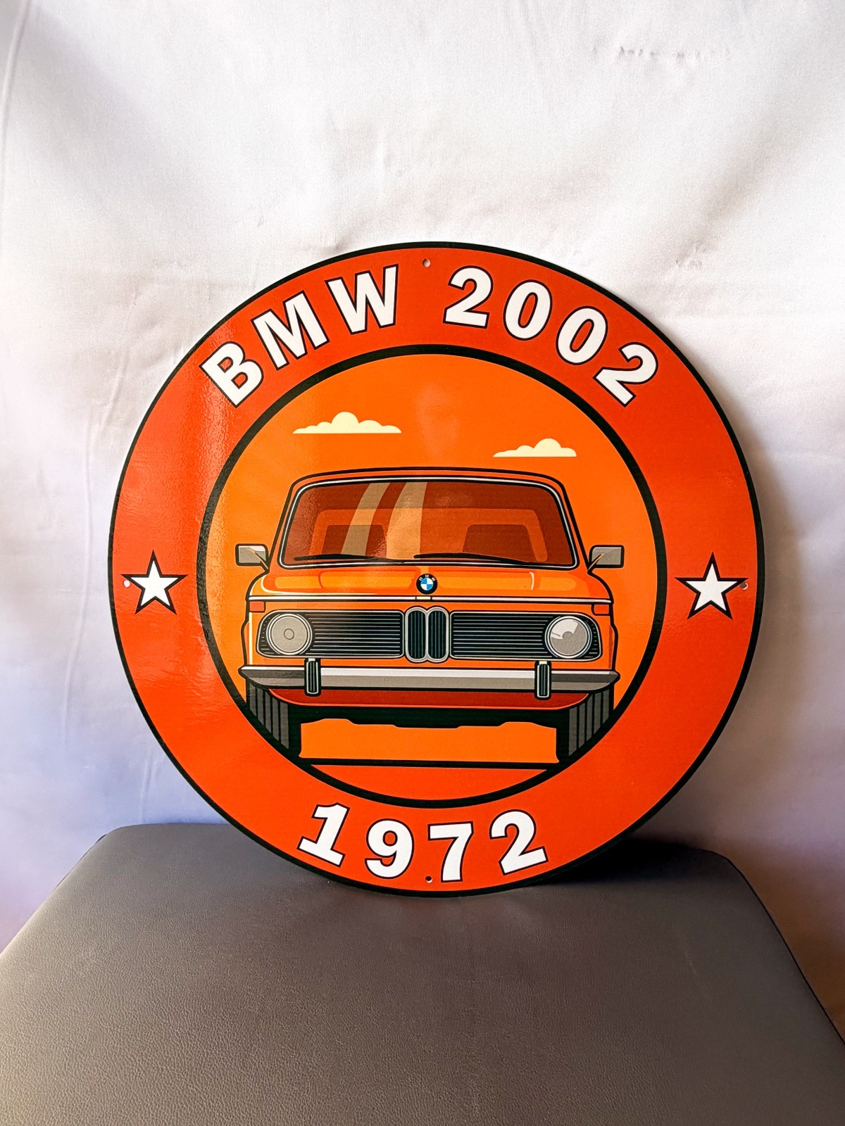 1972 BMW 2002 Bavarian Classic Reborn Heavy Metal Sign XL – 19.7″ (50cm)