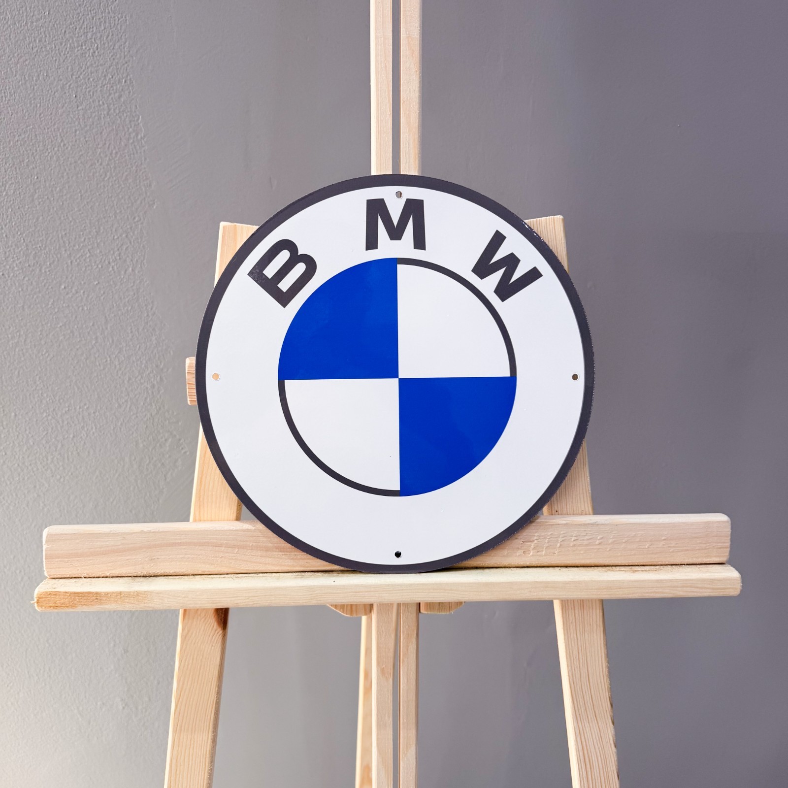 BMW White Round Logo Heavy Metal Sign 30 cm (11.8”) Clean Garage Wall Decor