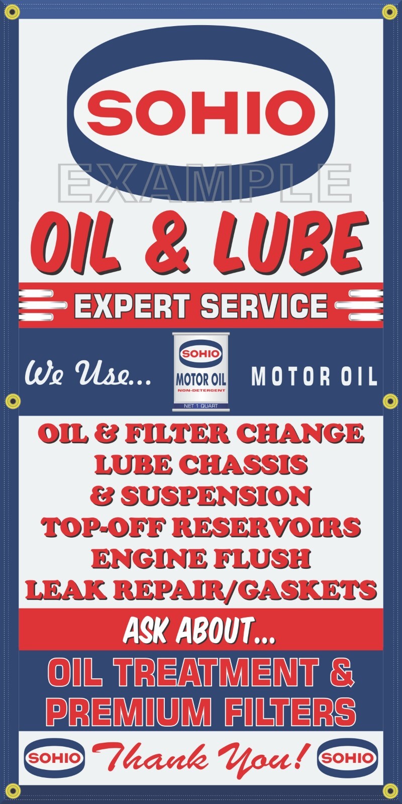 SOHIO LUBE OIL CHANGE GAS SERVICE STATION OLD SIGN REMAKE BANNER SIZE OPTIONS
