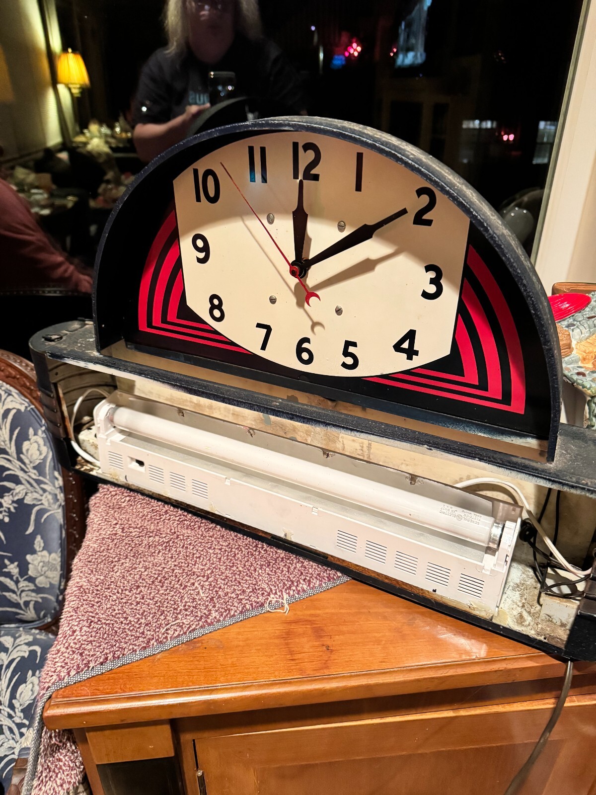 Vintage 1940s PASTIME CLUB Champion Spark Plug Art Deco Clock Light