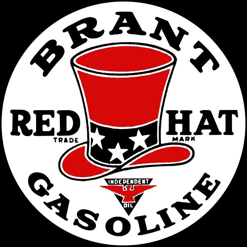 Independent Oil Co. BRANDT Red Hat Gasoline NEW METAL SIGN: 12″ Dia. Round