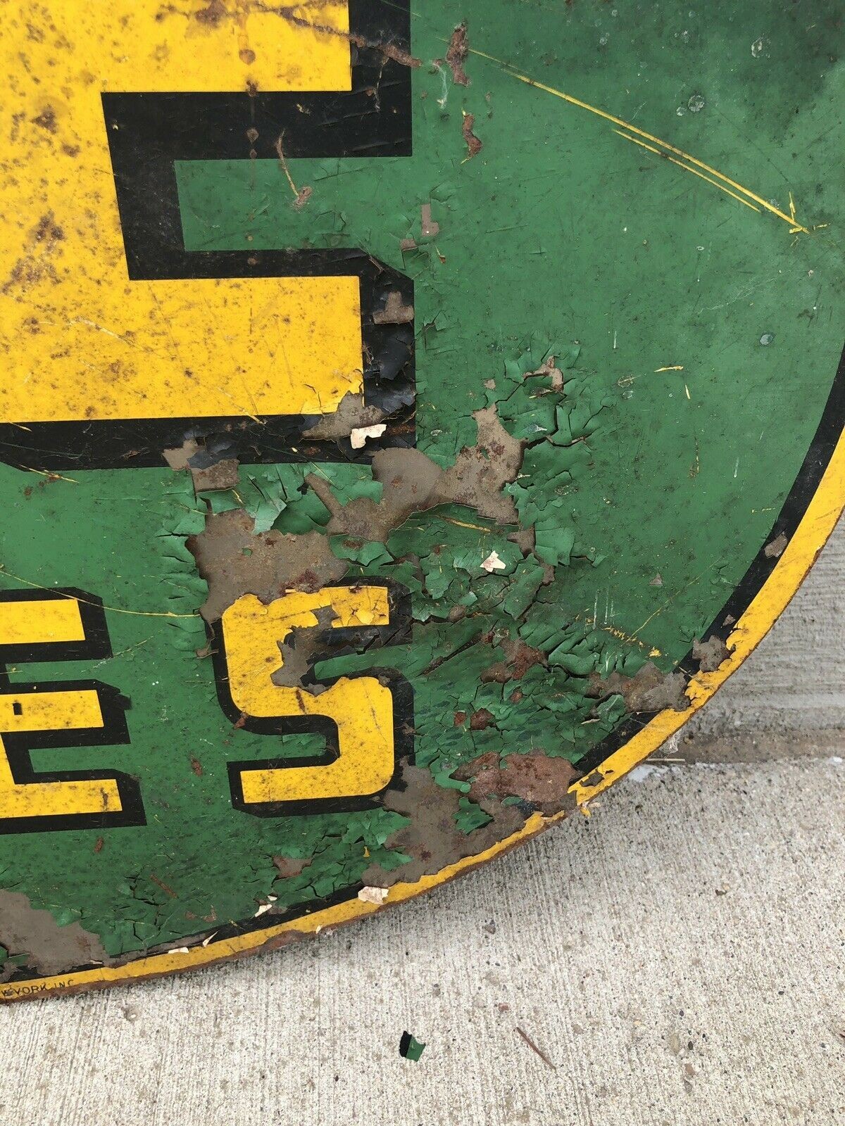 RARE & ORIGINAL 1940’s 1950’s DOUBLE SIDED HEAVY STEEL LEE TIRES SIGN….LOOK