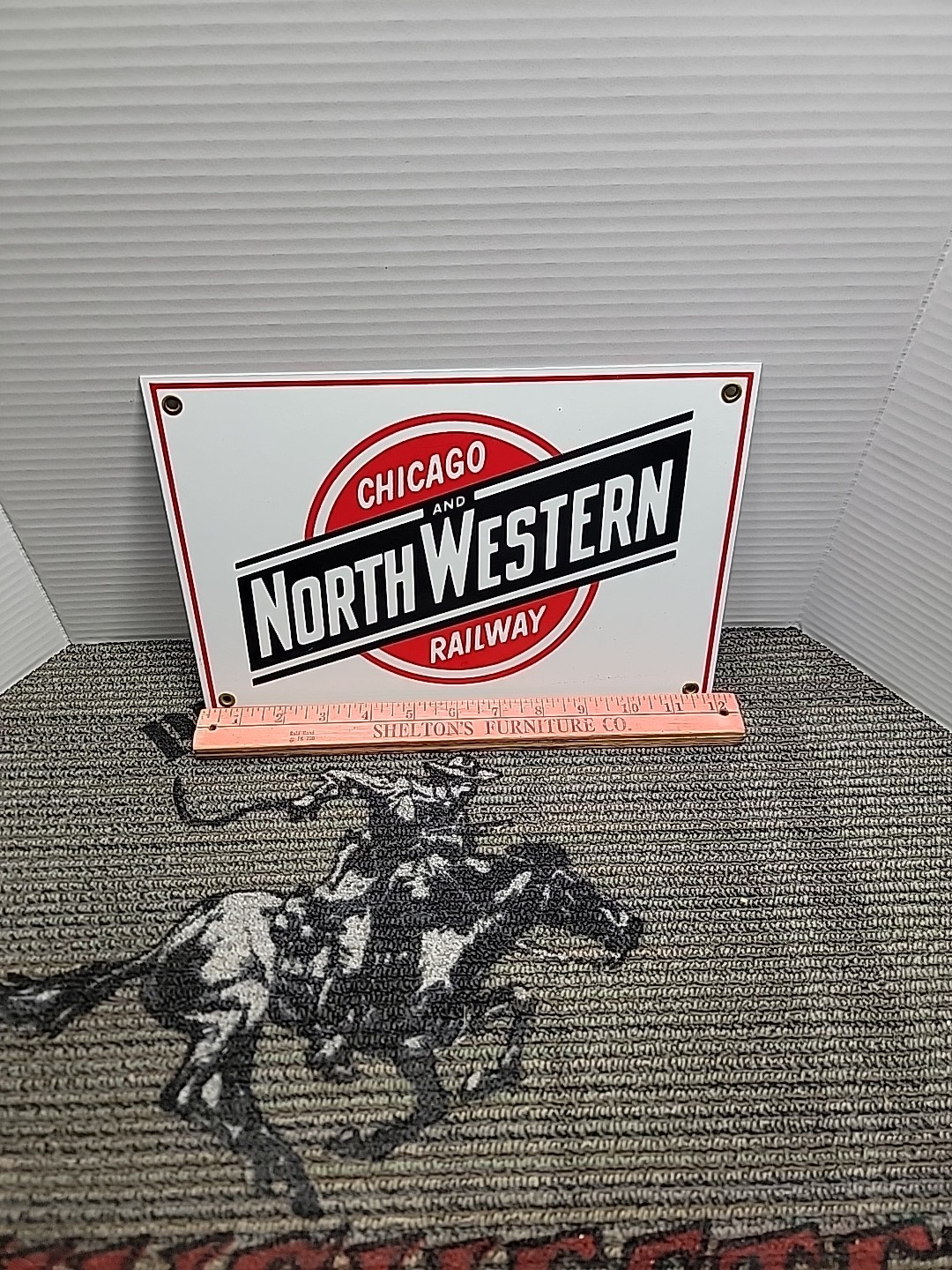 VINTAGE CHICAGO AND NORTH WESTERN RAILWAY PORCELAIN SIGN /0725-law3