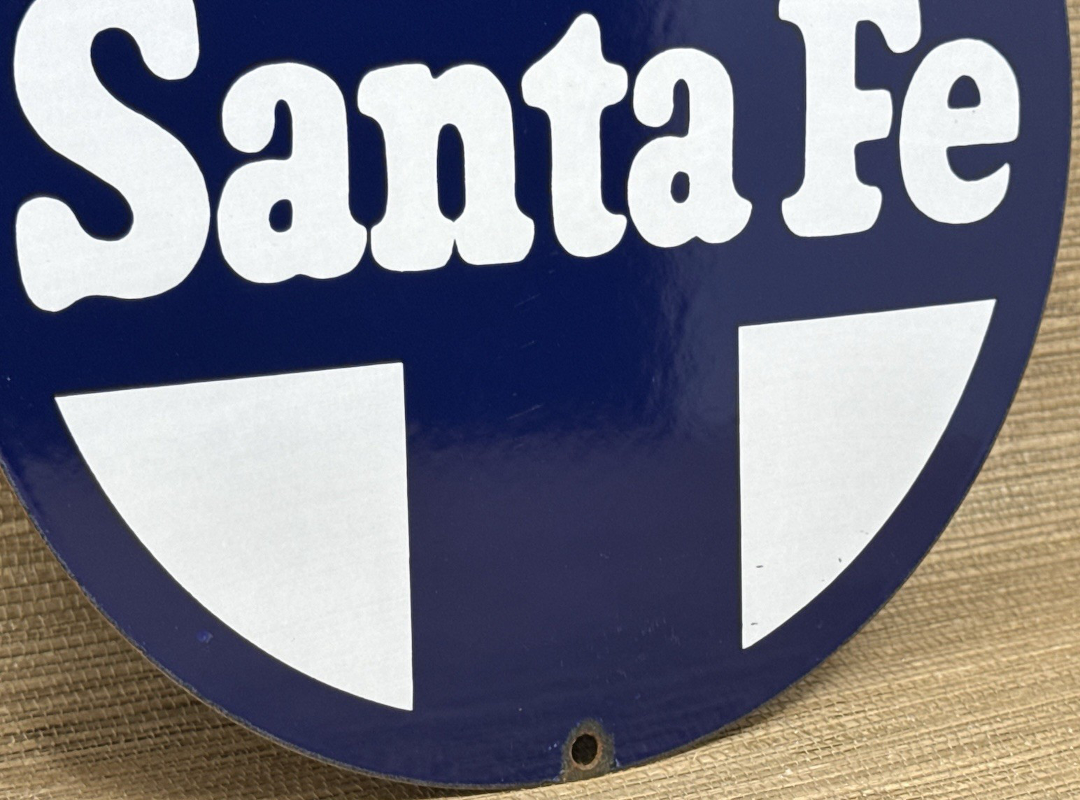 VINTAGE SANTA FE CHIEF PORCELAIN SIGN TRAIN STATION FREIGHT RAIL ROAD GAS OIL