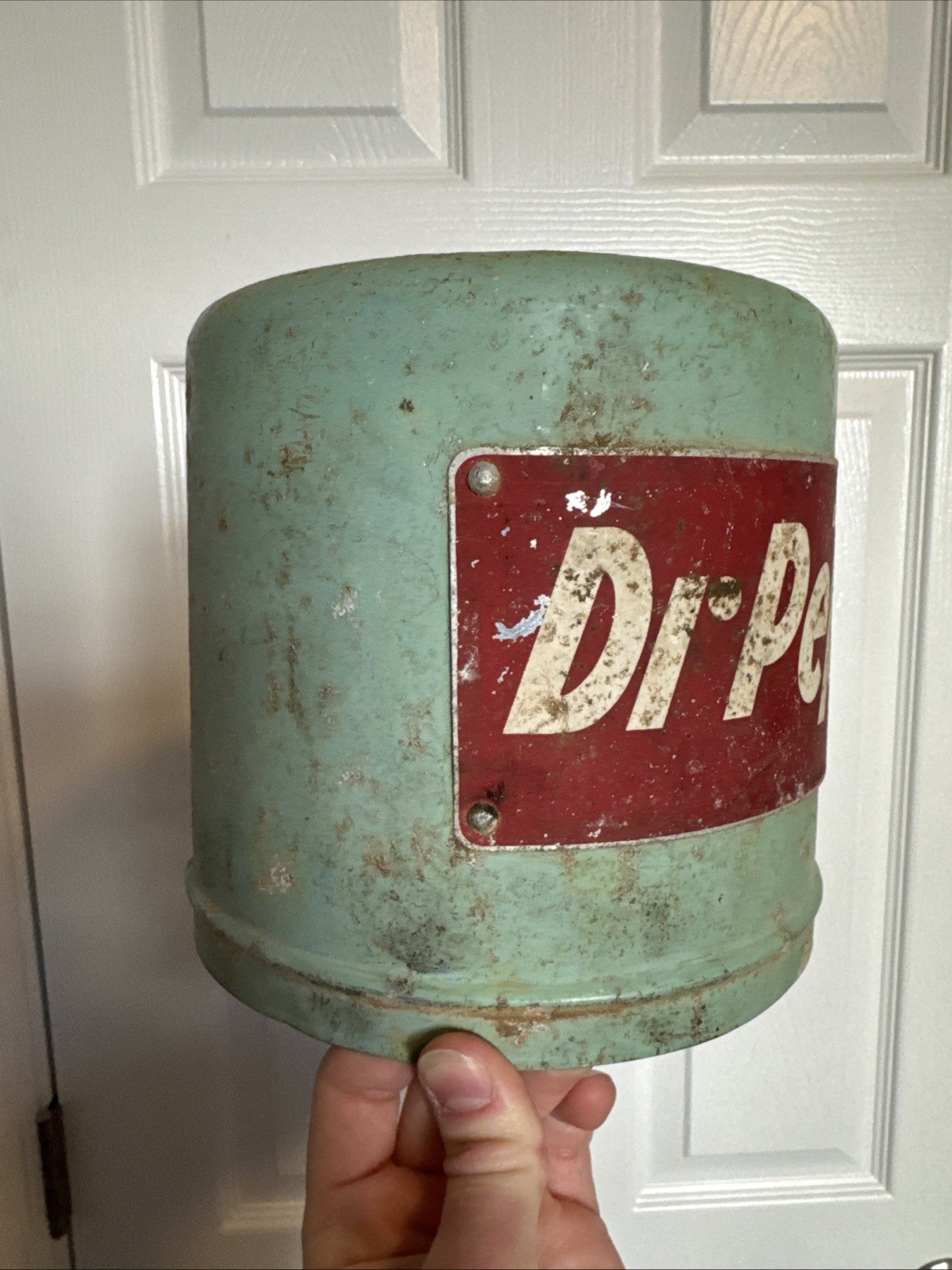 RARE Rusted Vintage Teal Blue Dr. Pepper Oil Pump Advertisement Metal Primitive