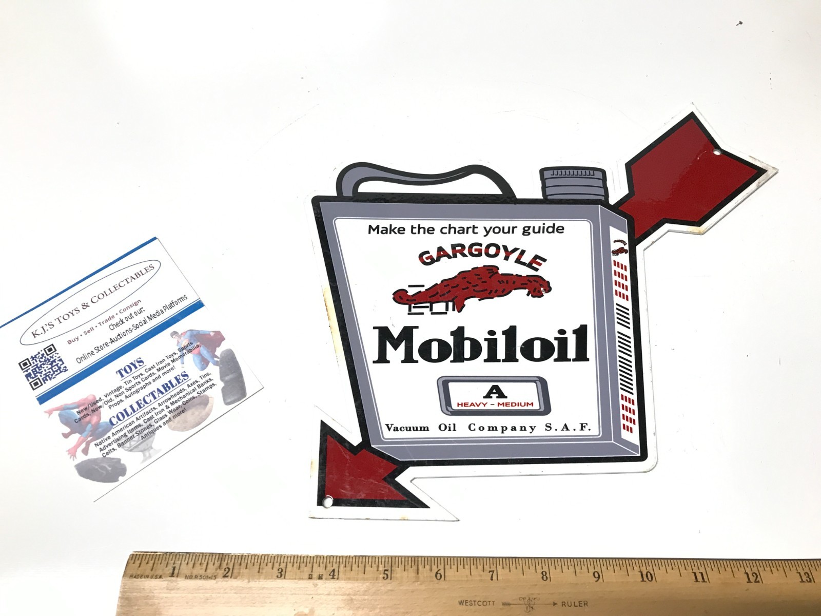 Original MOBIL OIL GARGOYLE ADVERTISING PORCELAIN ADVERTSING DEALER DISPLAY SIGN