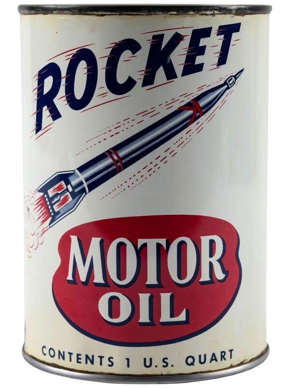 Rocket Motor Oil Can Shaped DIECUT NEW Sign 18″ Tall USA STEEL