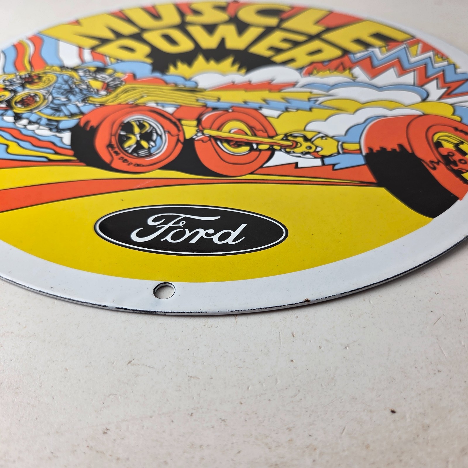 Vintage Ford Muscle Power Sign – Automobile Service Station Gas Pump Sign