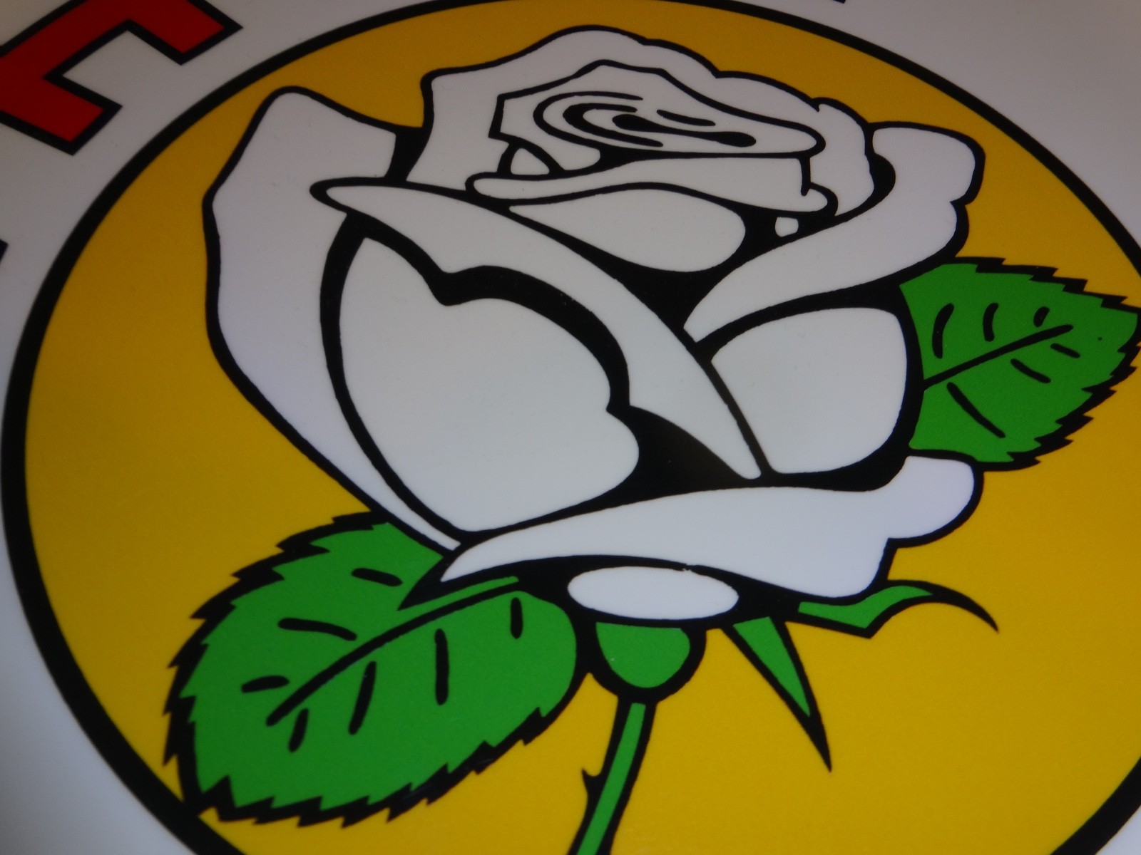 VINTAGE ENARCO WHITE ROSE GASOLINE 11 3/4″ PORCELAIN METAL CANADA GAS & OIL SIGN