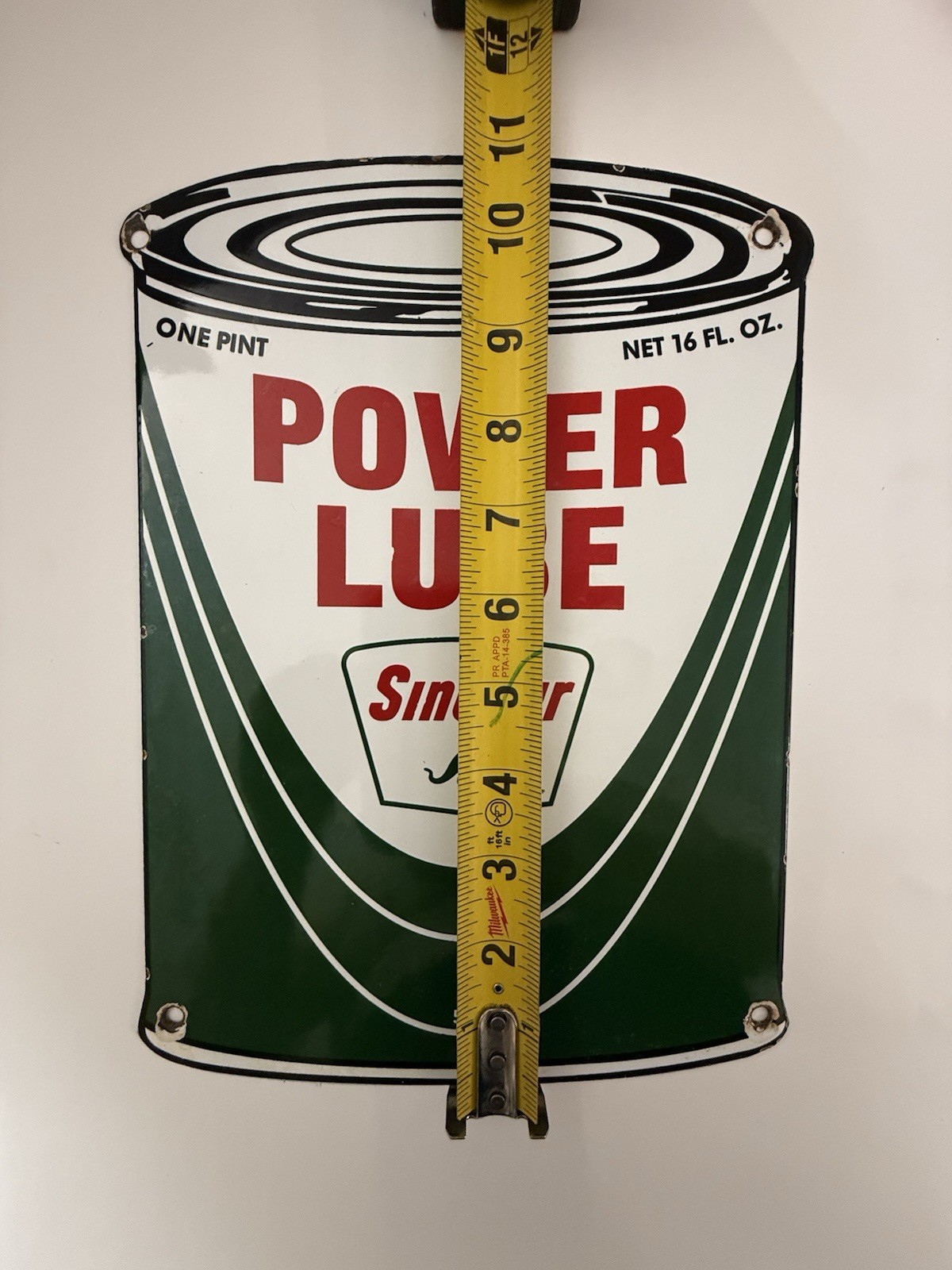 Sinclair Power Lube Advertising Sign 8×10″ Green White Red Gas & Oil