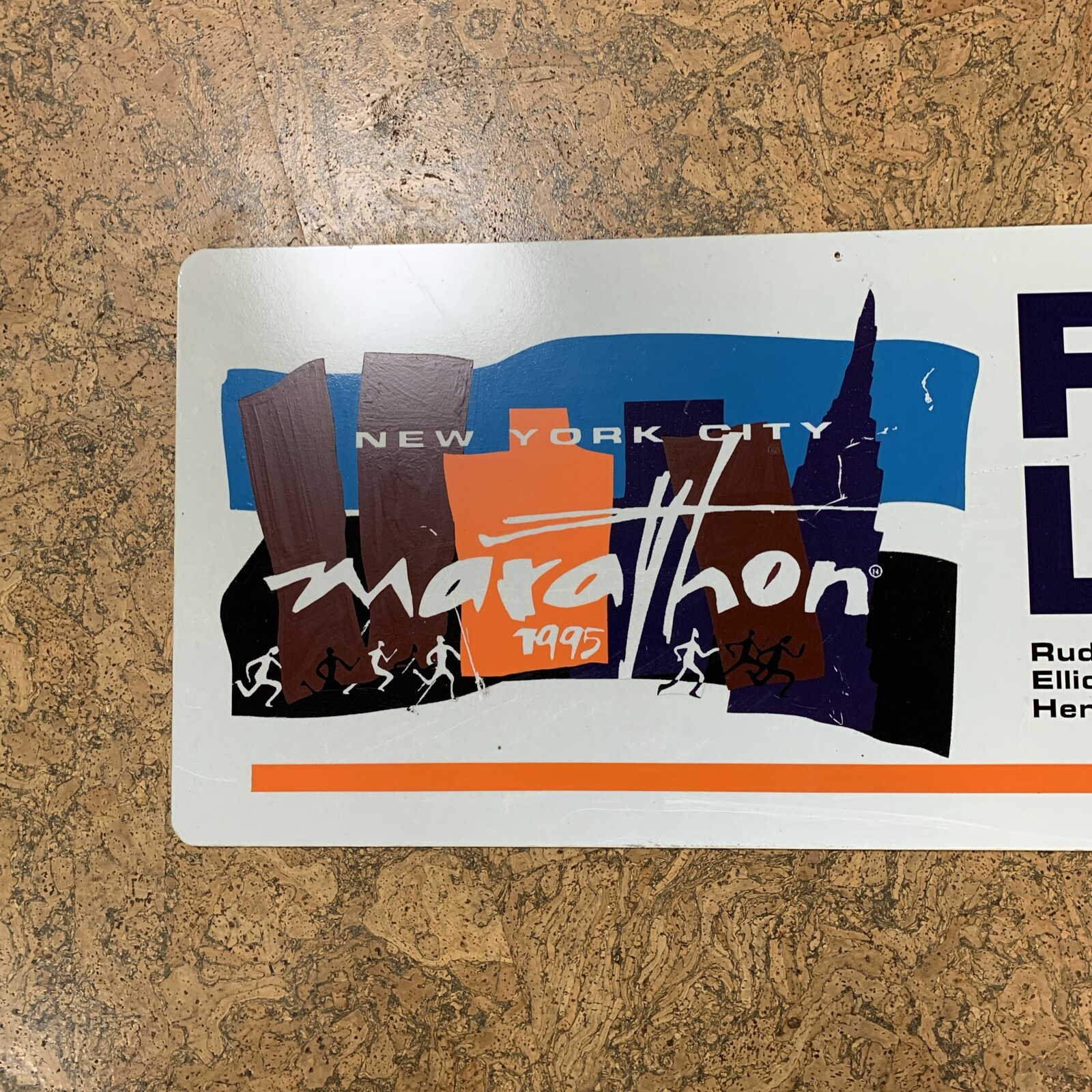 RARE Vintage New York Marathon 1995 Mile 26.2 Finish Line Metal Sign