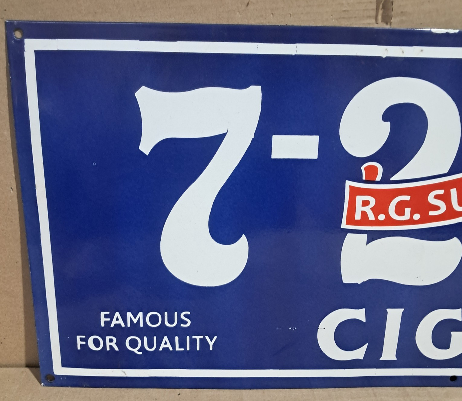 R.G. Sullivan’s 7-20-4 Cigar Porcelain Enamel Sign 36 x 15 Inches 1 Sided