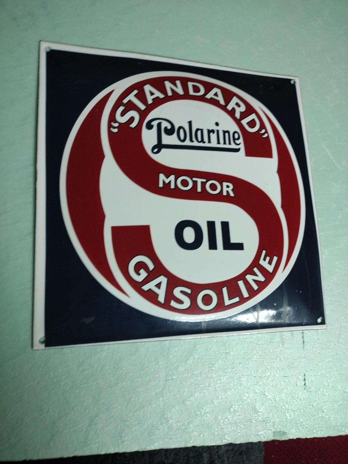 Standard Motor Oil Gasoline Polarine Porcelain Sign Convex Enamel Advertising