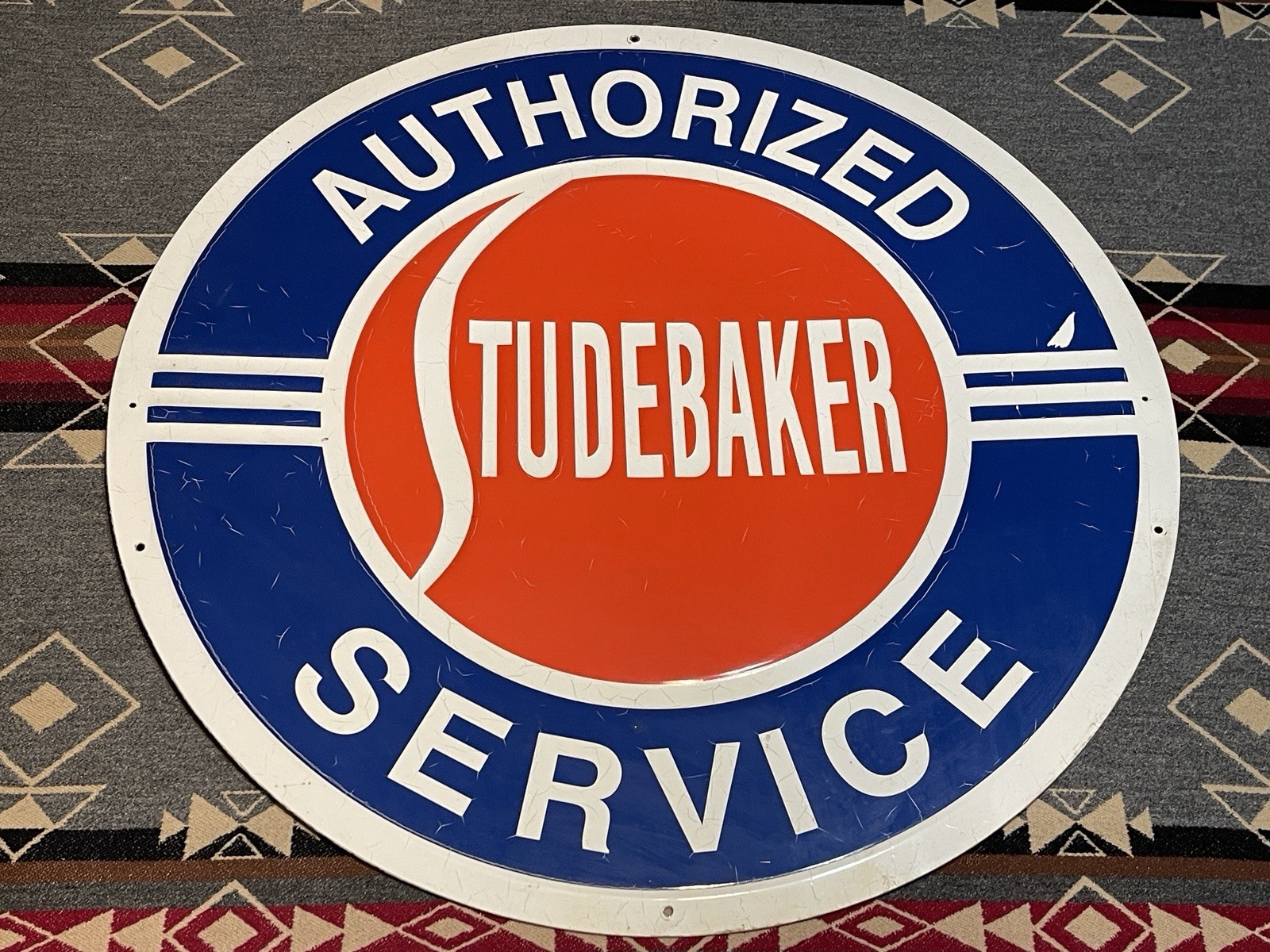 Vintage Studebaker Authorized Service Embossed Aluminum Advertising Sign 23” P1