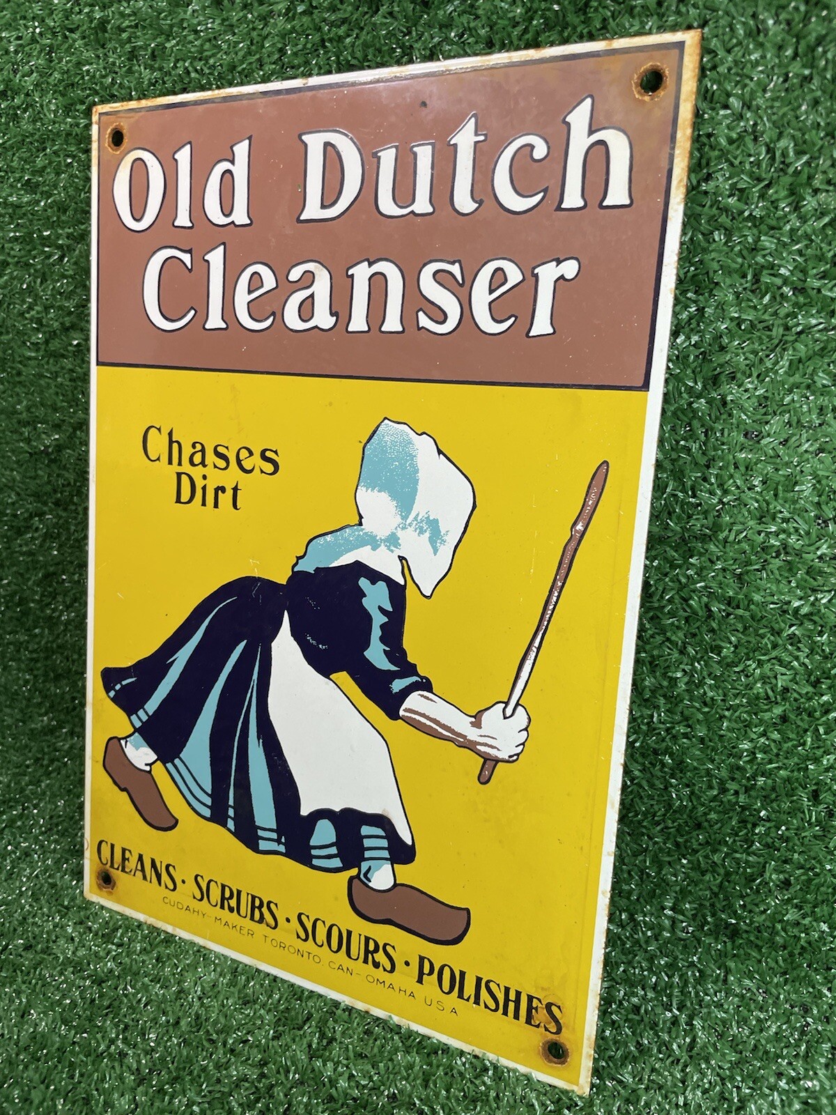 VINTAGE OLD DUTCH CLEANSER PORCELAIN SIGN CANADA USA KITCHEN HOUSEHOLD AMISH