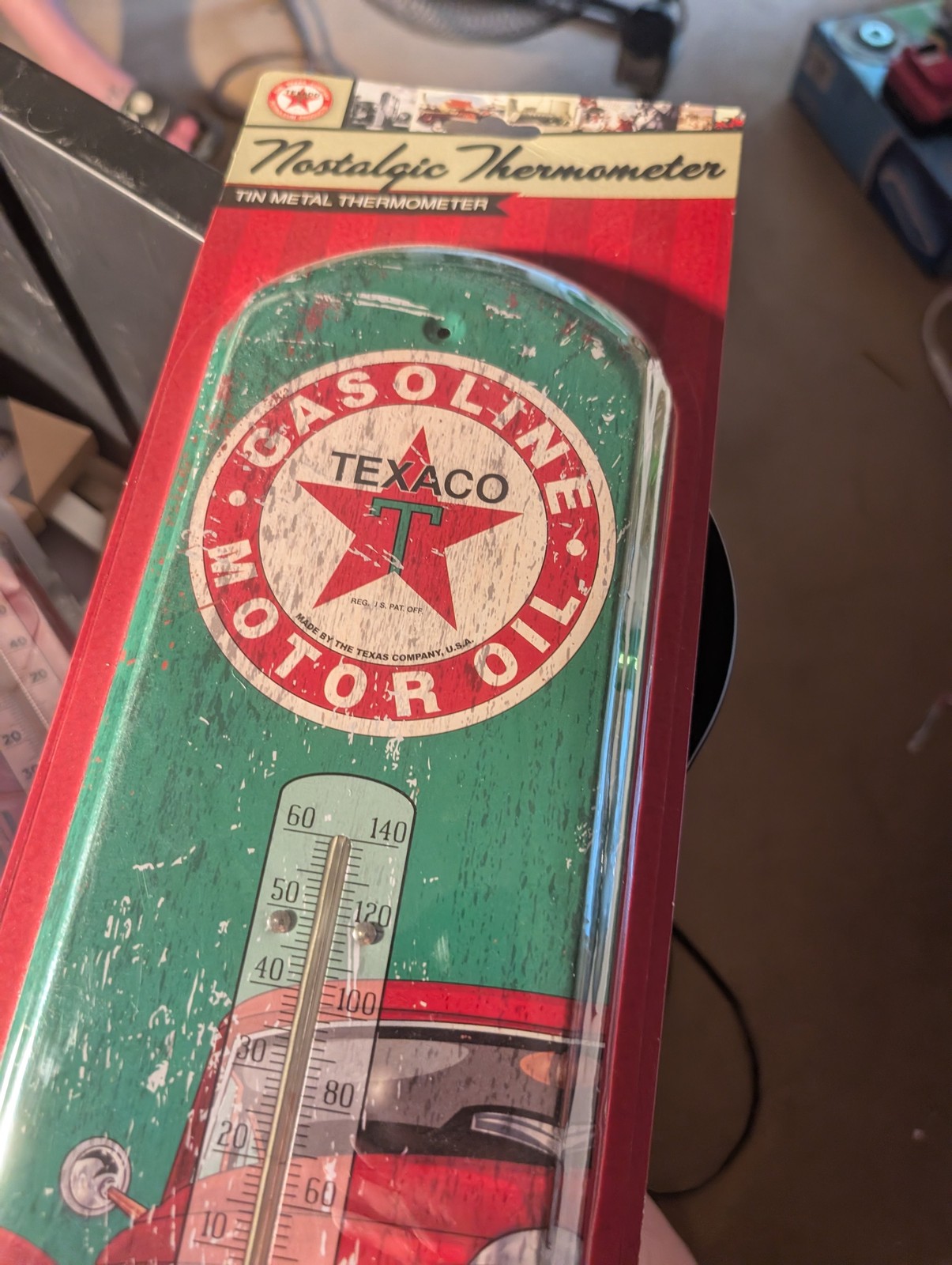 Texaco Nostalgic Tin Metal Thermometer