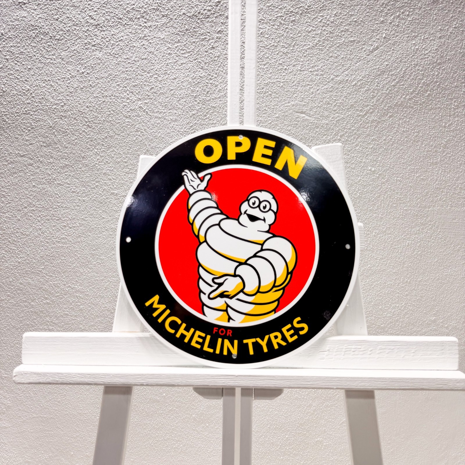 Michelin Bibendum “Open for Michelin Tyres” Heavy Metal Sign – 30 cm (11.8”)