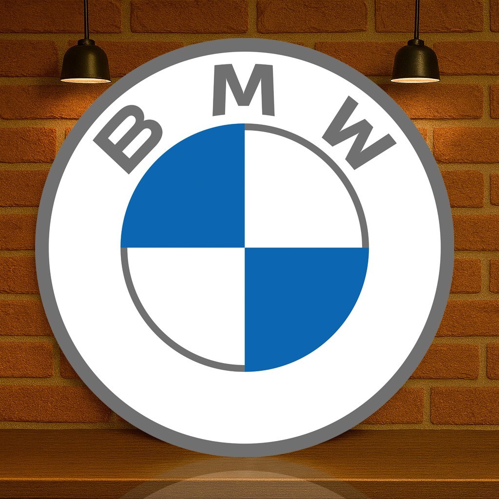 1963 BMW White Roundel Crest – Vintage Evolution Sign 19.7″ (50cm)