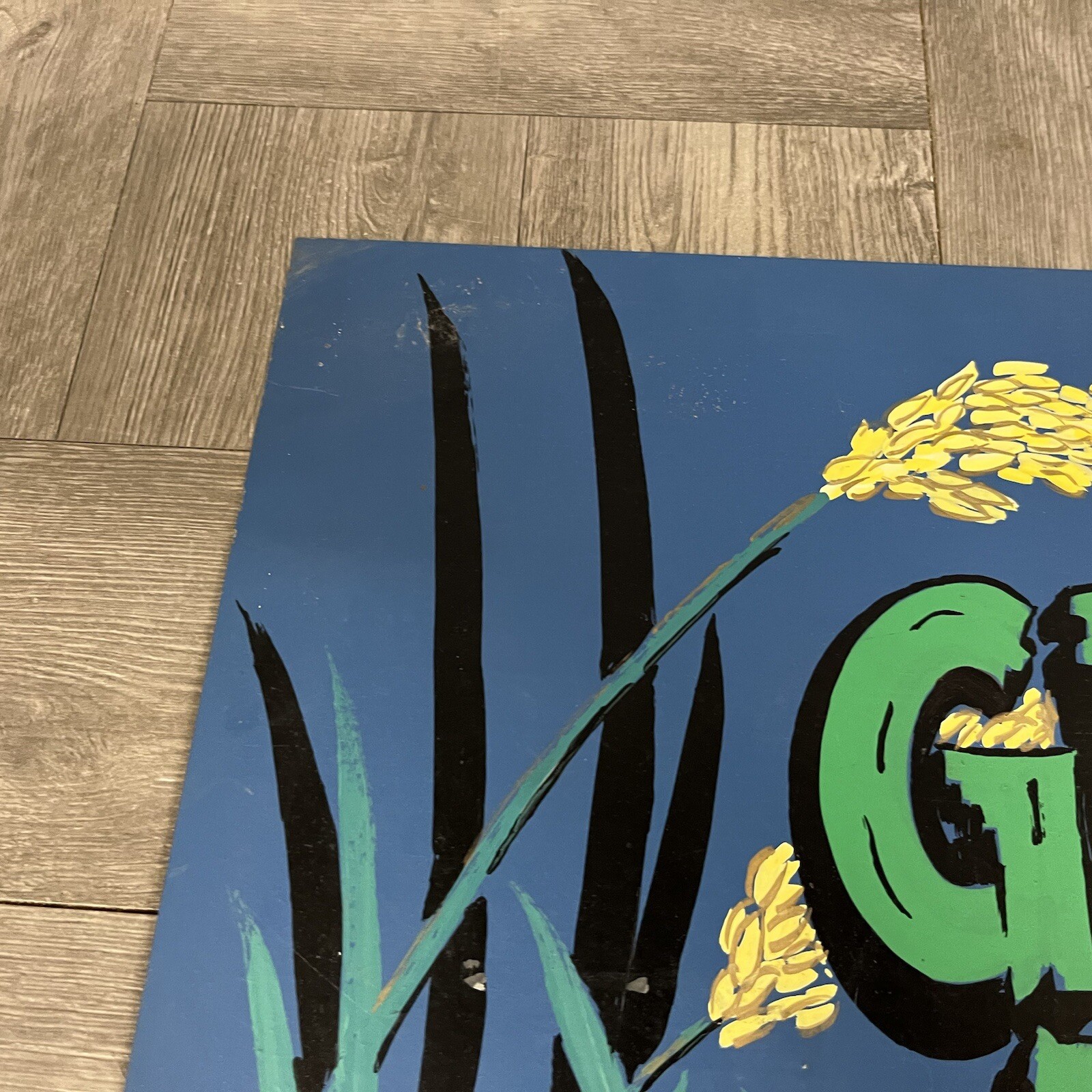 Vintage Green Akers (acres) Sign Hand Painted Folk Art Garden Greenhouse 16″x12″