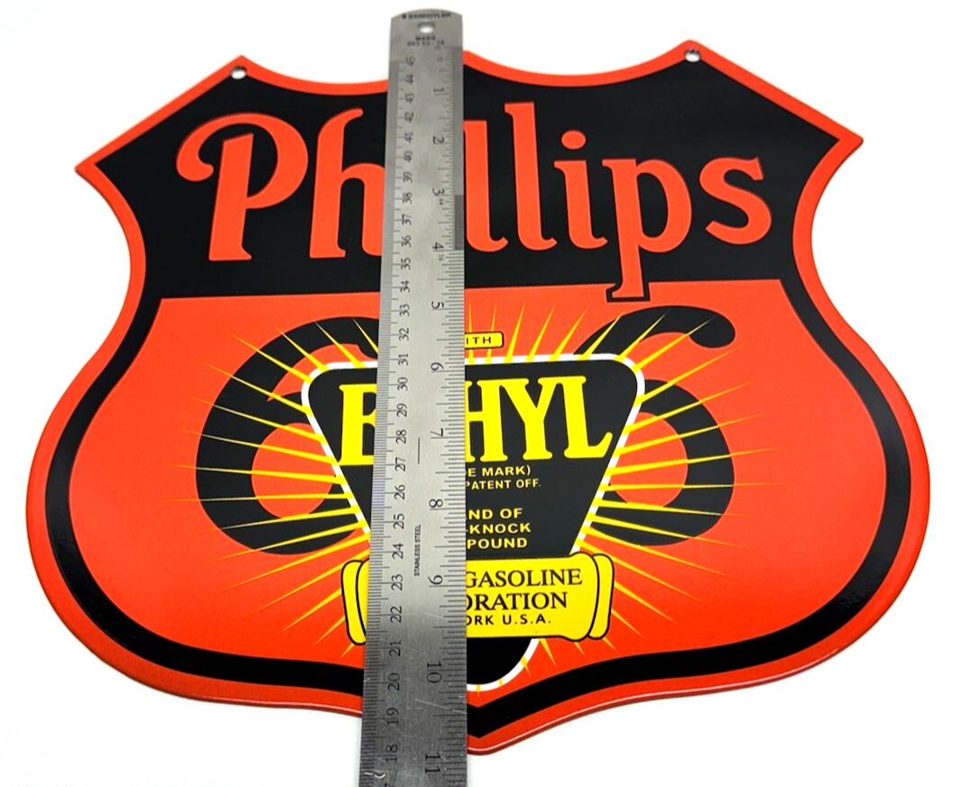 Vintage Phillips 66 Ethyl Porcelain Sign- Service Station Gasoline Americana