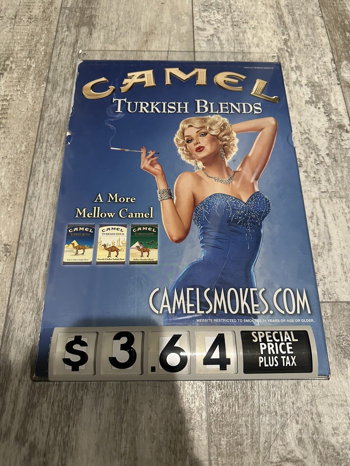 VINTAGE Camel Cigarette Gas Station Acrylic Advertising Sign (2003)